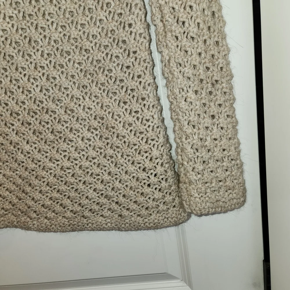 Berretti Made In Italy Open Knit Tan Metallic Sweater Size L Alpaca Wool Blend - Picture 5 of 13